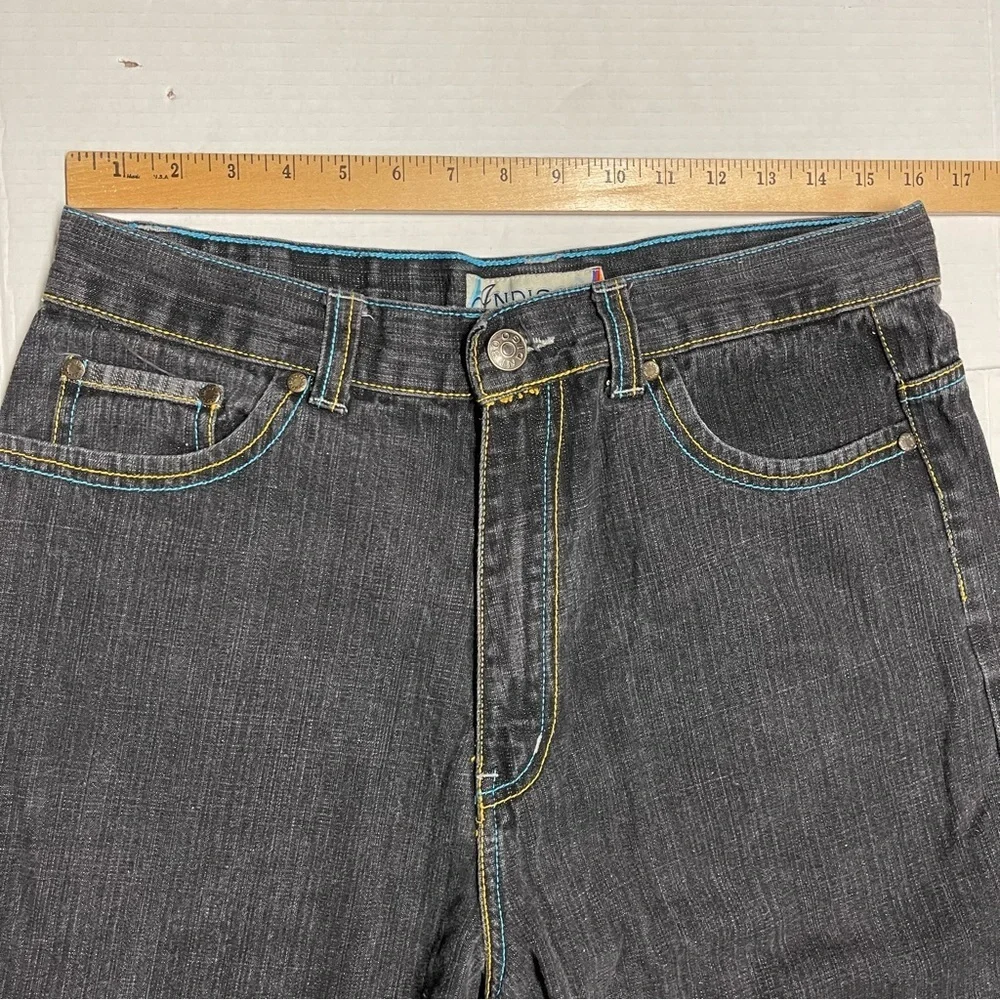 Indigo Charcoal Denim with Yellow and Blue Stitching